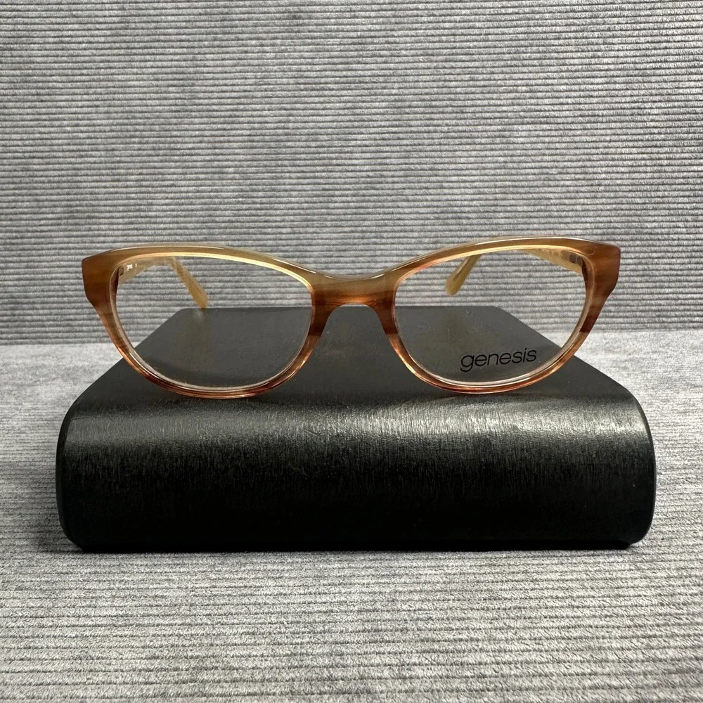 Genesis G5021 Blonde Cat Eye Y2k Eyeglass Frames 50-15-135 Brown Gradient